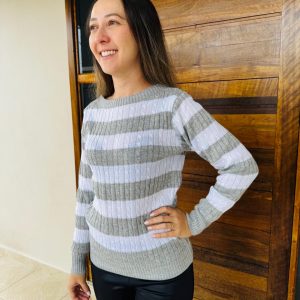 Blusa Tricô Trancinha Listra Suéter